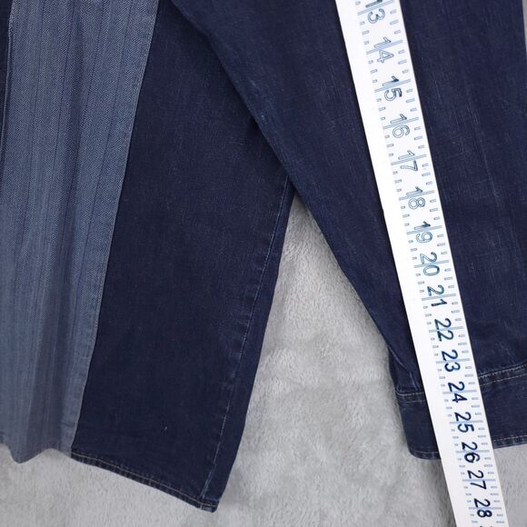 Vintage Marithe Francois Girbaud denim patchwork Button Up Shirt 3XL Long Sleeve - Picture 6 of 14